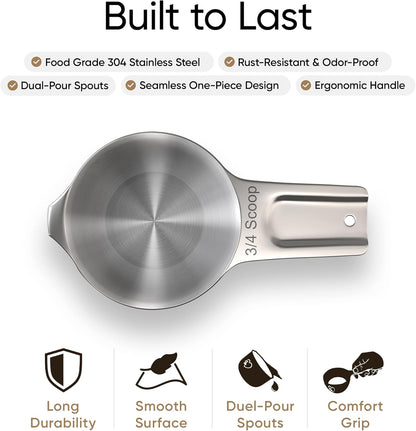 Color Up 1 Cup Pet Food Scoop – Stainless Steel Dog Food Scoop Cup (16 Tbsp) – Heavy-Duty, Rust-Resistant Measuring Scoop for Dogs, Cats, Birds & Rabbits – Ideal for Dry Food & Treats