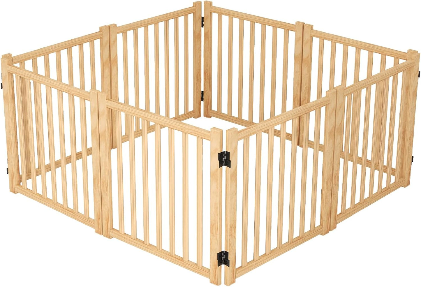 YOCAN Non-Painted Wood FreeStanding Pet Gate for Dogs,Wooden Dog Gates for Doorways, Stairs,The House, Dog Fences Indoor Puppy Gate-2 Panel H:23”