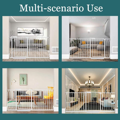 ALLAIBB Extra Wide Pressure Mounted Baby Gate Walk Through Child Kids Safety Toddler Tension White Long Large Pet Dog Gates with Extension for doorways Kitchen (57.48-62.20"/146-158cm, Black)