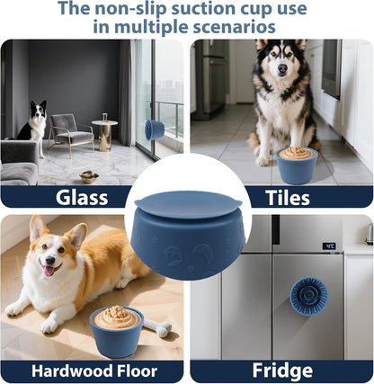 Dog Slow Feeder Lick Bowl - Non-Slip Licking Treat Dispenser for Small Medium Large Dogs, Promotes Anxiety Relief & Prevents Choking, Easy to Clean Feeding Bowl (Green, S)