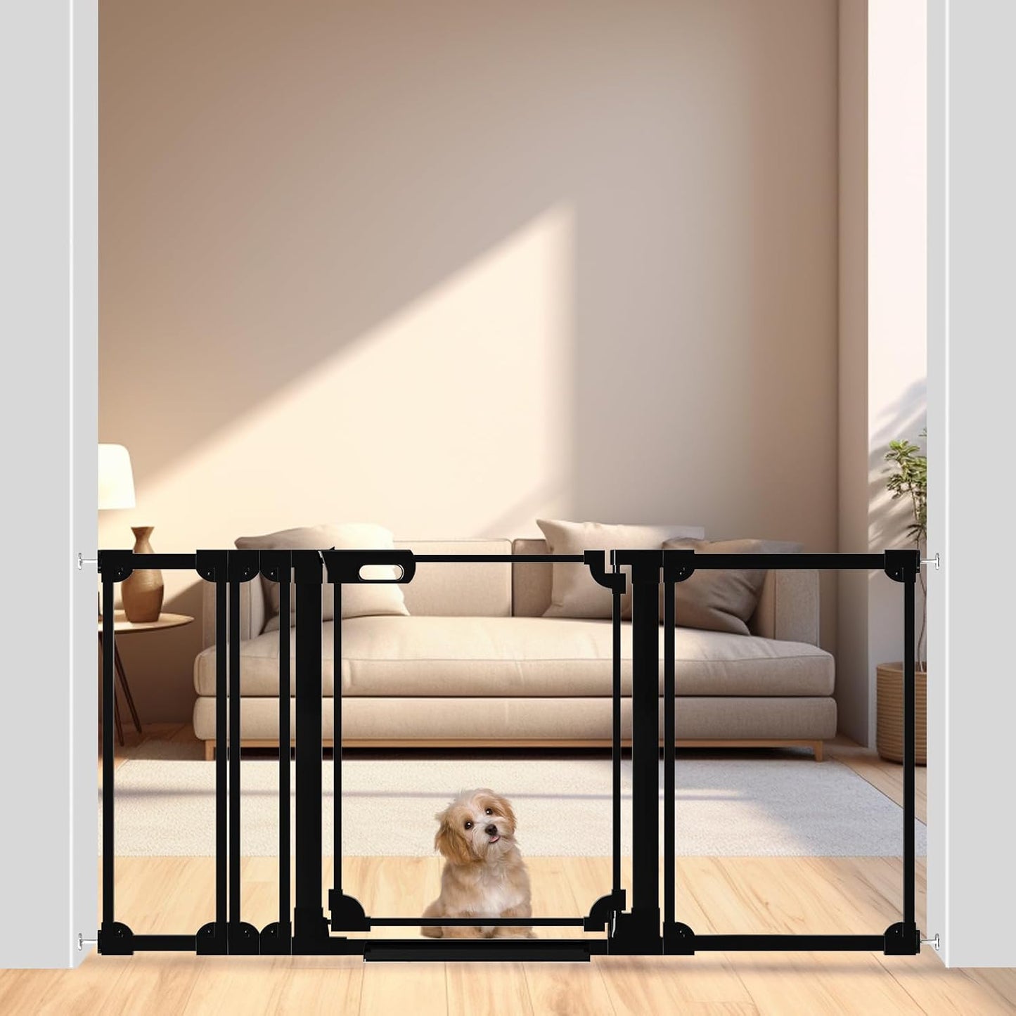 WAOWAO Clear Baby Gate for Stairs Modern Design Acrylic Auto Close Pet Gate, 29.52-37.79" Wide Safety Baby Gate for Doorways,White Clear Dog Gates Indoor, Hallways,Kitchen