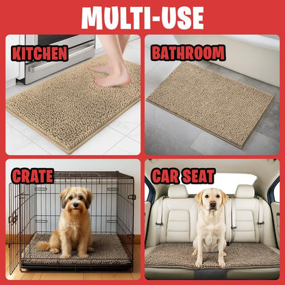 MudGuard Mat™ Dog Door Mat for Muddy Paws, Super Absorbent Microfiber, Non-Slip Indoor Mat, Quick Dry Chenille Mud Mat for Dogs & Entryway, Washable, Grey 19" x 30"