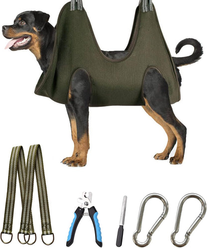 Kkiimatt 10 in 1 Pet Grooming Hammock Harness with Nail Clippers/Trimmer, Nail File, Dog Hammock/Grooming Sling for Nail Trimming/Clipping