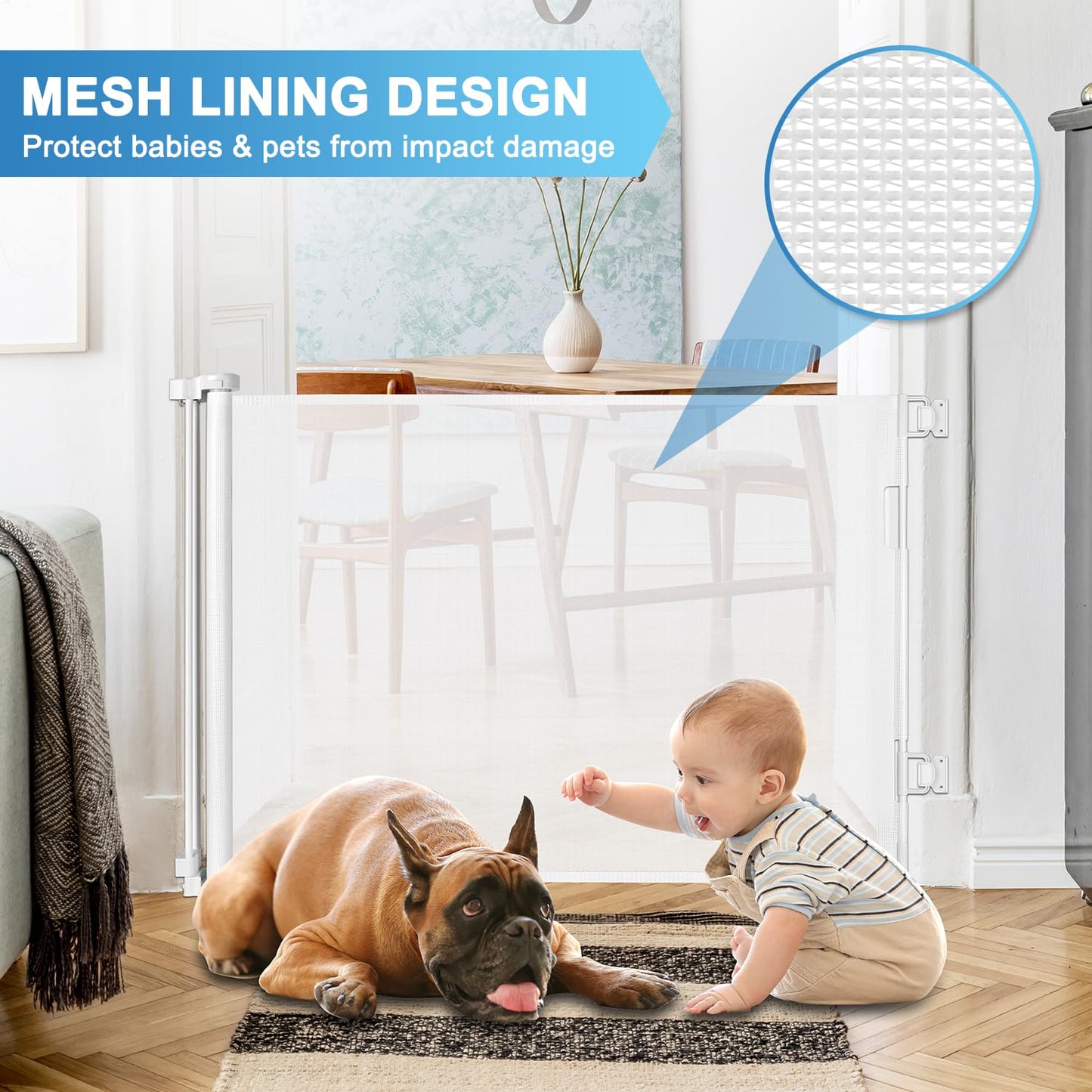 Extra Wide Baby Gate for Large Openings Retractable Baby Gates Indoor Outdoor Extra Long Dog Gate for Doorway Stair Gates for Kids or Pets Extra Large Dog Gate for Stairs