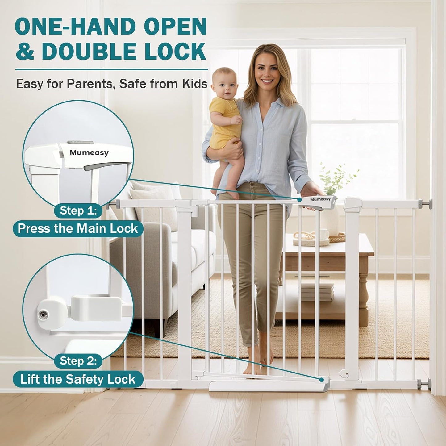 Mumeasy 36" High Extra Tall Dog Gate, 29.6"-40.5" Wide Pressure Mounted Tall Baby Gate for Dog, Auto Close Pet Gate with Door for Stairs,Doorways,House,Black