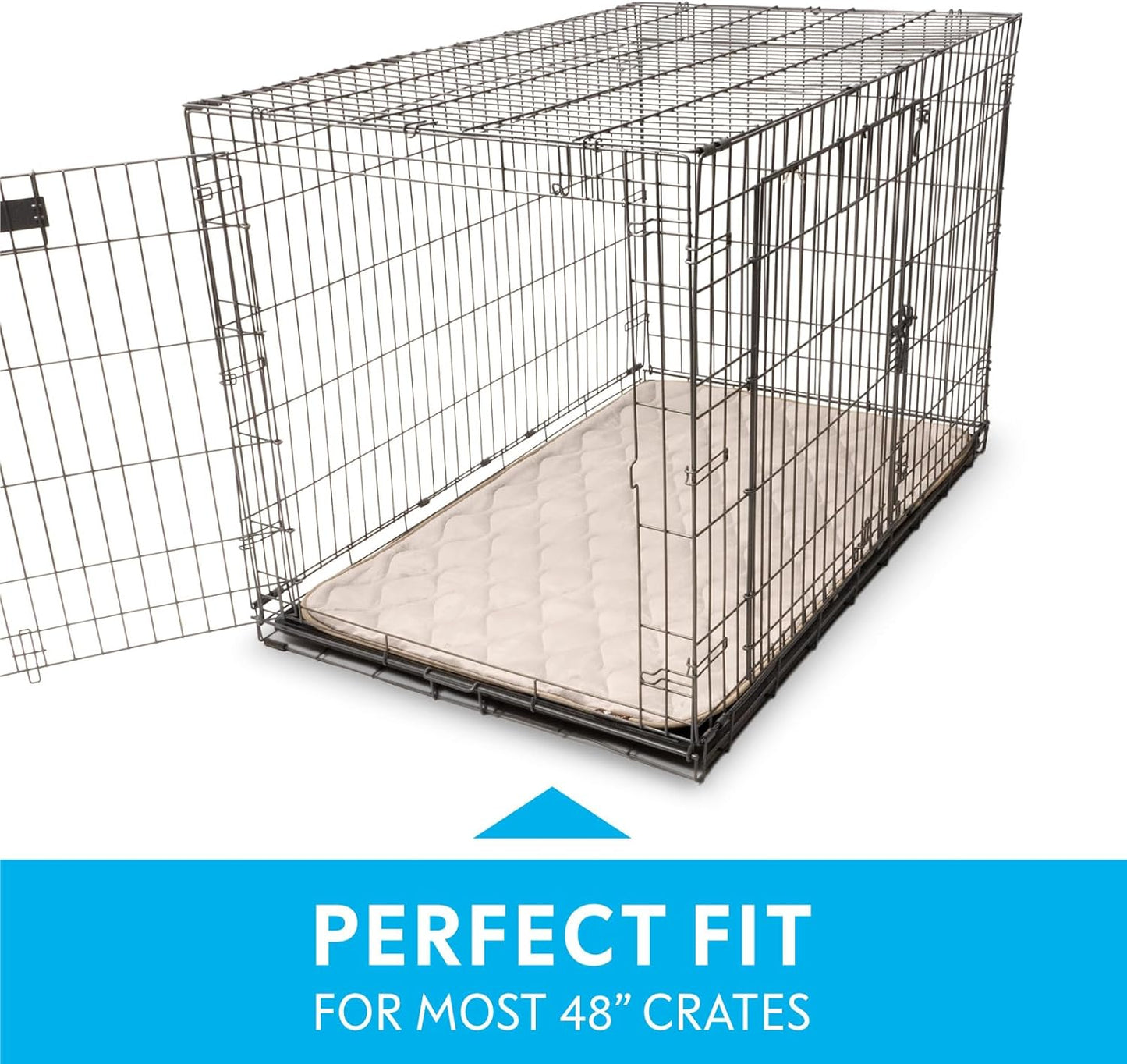 Paw Inspired Washable Padded Crate Mats for Dogs | 29” x 18” Pad, Fits 30-inch Kennels | Leakproof, Waterproof Bottom, Plush Pet Beds (Gray)