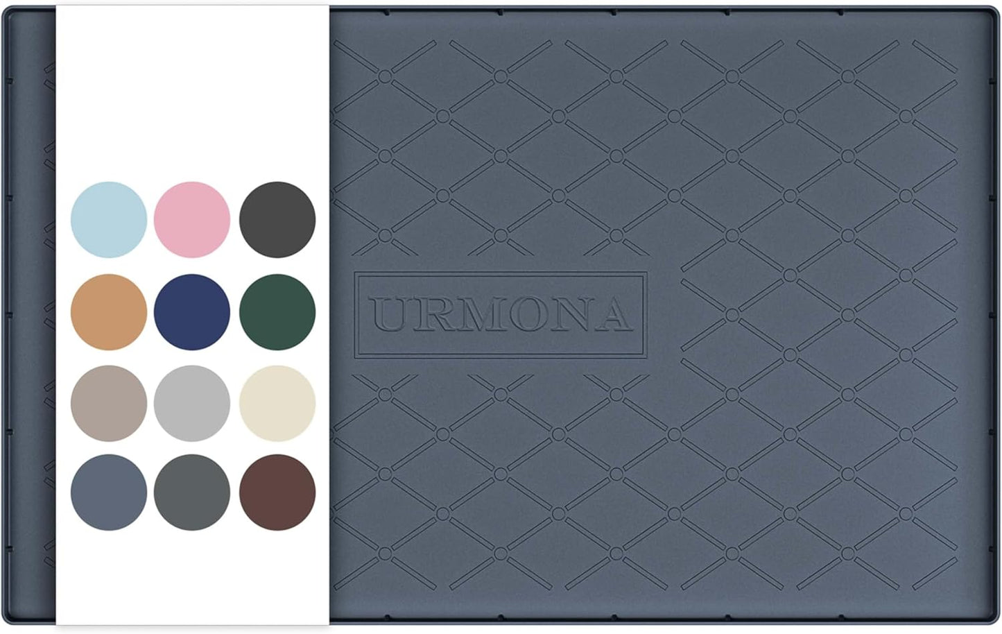 URMONA Under Sink Mat for Kitchen Waterproof, 34" x 22" Silicone Under Sink Mat for Shelf Liner Organizer, Cabinet Sink Protector Under Sink Liner for Bottom Kitchen, Bathroom(Light Grey)