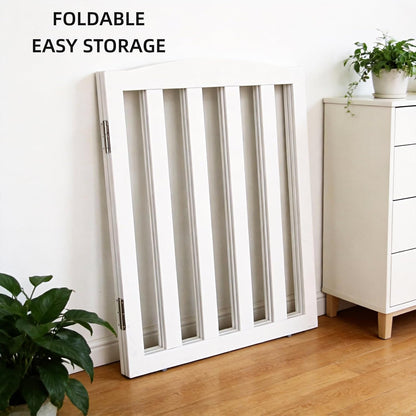 ZJSF Foldable Freestanding Indoor Dog Gate for House Wood White Long Pet Gates Dog Fence for Stairs Puppy Gates for Hallways,Pet Fence, Puppy Gate,Support Feet Included 24 "Height-3 Panels