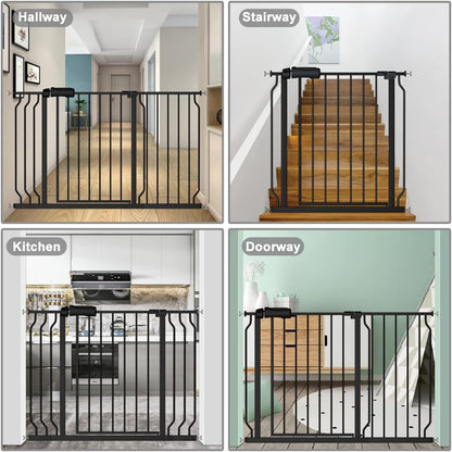 Fairy Baby Extra Wide Baby Gate Black 57.5-62 Inch Wide, Walk Through Pressure Mounted No Drill for Doorways, Long and Large Tension Dog Gates for Pet and Kids