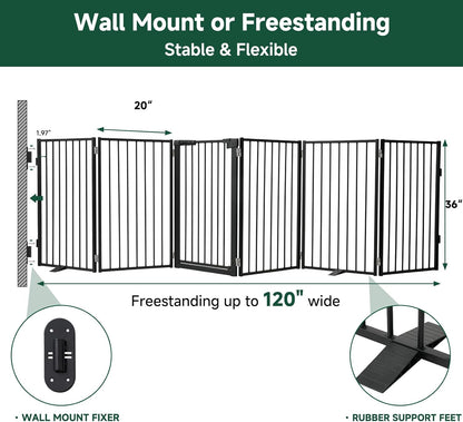 Snagle Paw Full Metal Freestanding Dog Gate,Indoor Dog Gate with Floor Protect Support Feet, 40x24 Inches Foldable Dogs Barrier for Stairs, Hallways and Doorways (24'' H 2 Panel, White