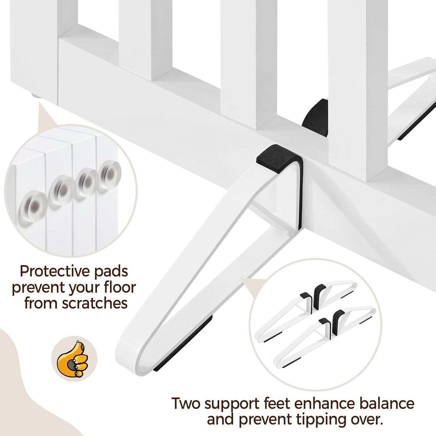 Yaheetech 36" H Extra Tall Freestanding Pet Gate 4-Panel Wooden Dog Fence with 2 Support Feet Folding Dog Gate for Indoor, Stairs, Doorways, Halls, Kitchen Wooden Pet Barrier White, 79.5" L x 36" H