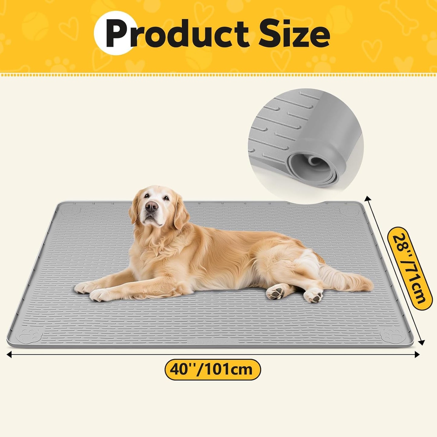 Silicone Dog Crate Mat, 50"x35" Under Dog Crate Kennel Pad with Raised Edge, Washable Dogs Bed Mat, Waterproof, Leakproof, Protect Floors (Green)