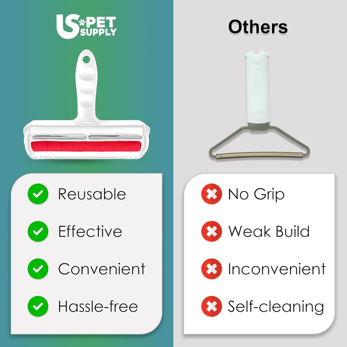 Pet Hair Remover Roller -Reusable, Self Cleaning Lint Roller for Pet Hair Removal on Furniture, Carpets, Clothes & Car Seats-Dog & Cat Hair Remover No Sticky Tapes (White)
