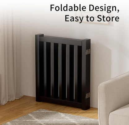 2-Panel Solid Wood Dog Gate - Freestanding Folding Pet Gate for Doorways, Stairs, Indoor, 24" Height, No Installation Needed, Natural Wood