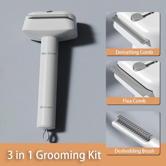 Double-Sided Undercoat Rake for Shedding, Dematting Comb for Cats, Deshedding Dog Brush, Flea Comb, Suitable for Short & Thick Coat, Pet Friendly Teeth