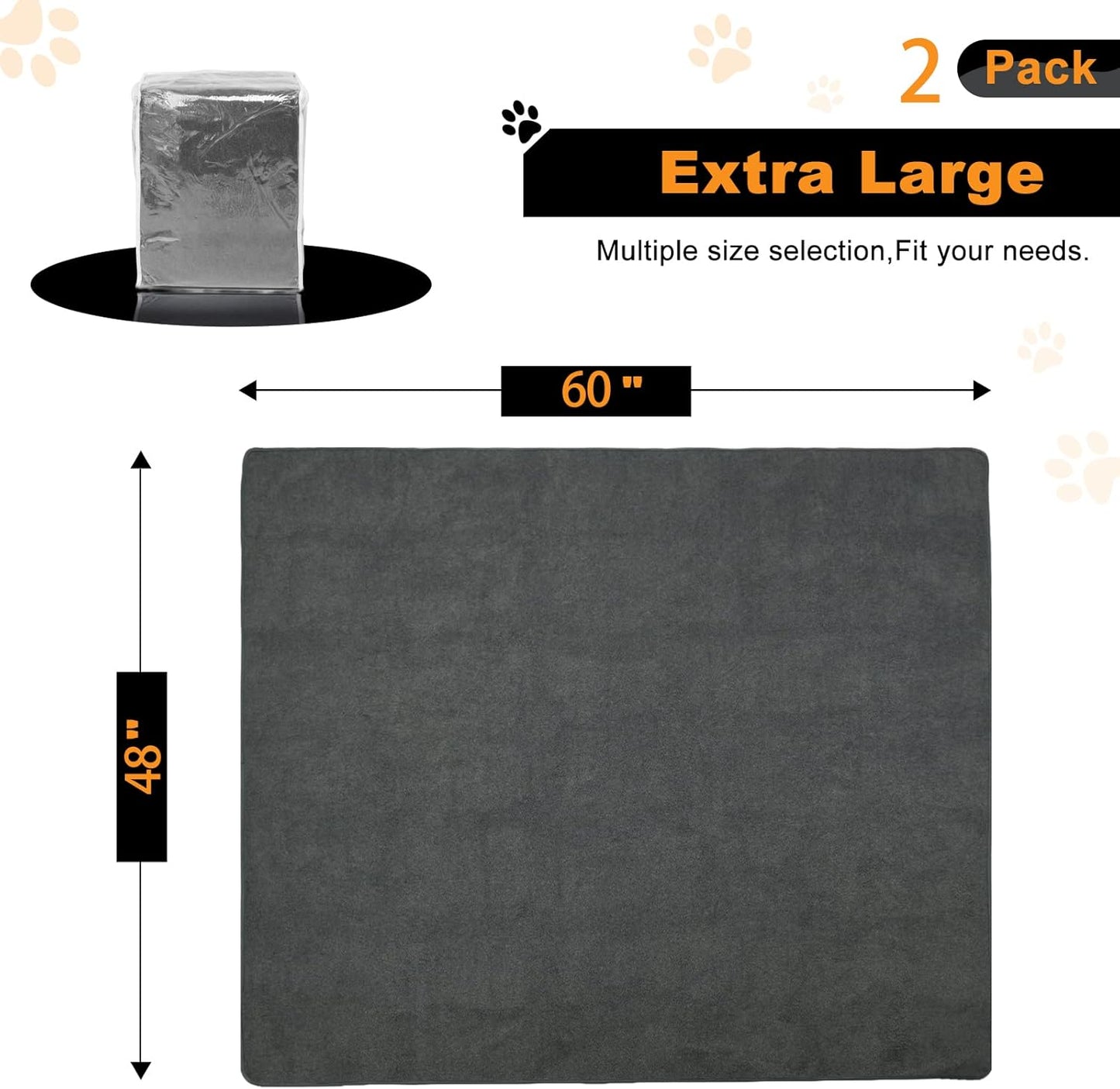 Dog Pee Pad Washable Extra Large, Instant Absorb Thicker Training Pads Non-Slip Pet Playpen Mat, Waterproof Reusable Floor Mat Ideal for Puppy Senior Dog Whelping Incontinence Housebreaking 65x48 Inch