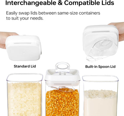 Felli Flip Tite Pet Food Container with Airtight Lids, BPA FREE Acrylic Canister with Paw Bone Fish Flip Top Handles for Cat Dog Kibble Treats Storage, Keep Fresh (Pet Collection Nest-L3pk)