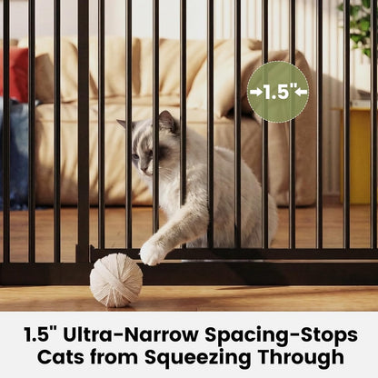 Gardner Pet Extra Tall Cat Gate 49"-86" Adjustable Height, Tall Pet Gate for Doorways/Hallways with 27.5"-37" Adjustable Width Baby Gate with 4 Extensions Kits, No Drilling Pressured Mounted (Black)