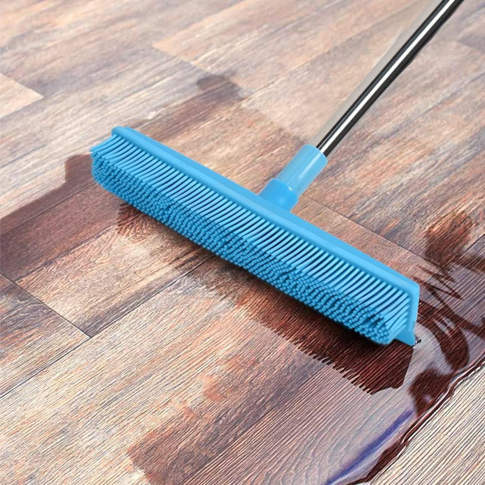 Rubber Broom and Pet Hair Removal Brush Set for Carpet, Fur Remover Broom with Squeegee for Wooden Floor, Detailing Lint Remover Brush for Pet Dog Cat Hair Car Interior