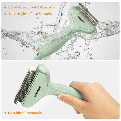 Undercoat Rake & Self-Cleaning Deshedding Brush for Dogs & Cats, Removes Mats & 95% Loose Hair, Grooming Tool for Long Hair Pets - Orange