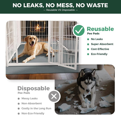 FXW Washable Pee Pads for Dogs, Puppy Pads with Super Absorbent, Specifically Designed for FXW Rollick/Homeplus 24inch 6 Panels Dog Playpen, 39" x 63" Rectangle, Khaki, 1 Pack