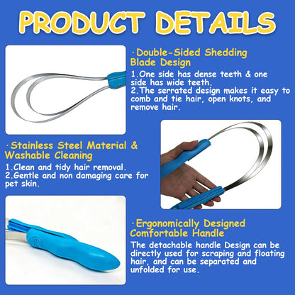 Horse Shedding Tool, Stainless Steel Shedding Blade for Horses & Dogs, Dog Shedding Brush for Double Coat Dogs, Deshedding Tool Grooming Brush for Horse Dog Cat(Single Loop)