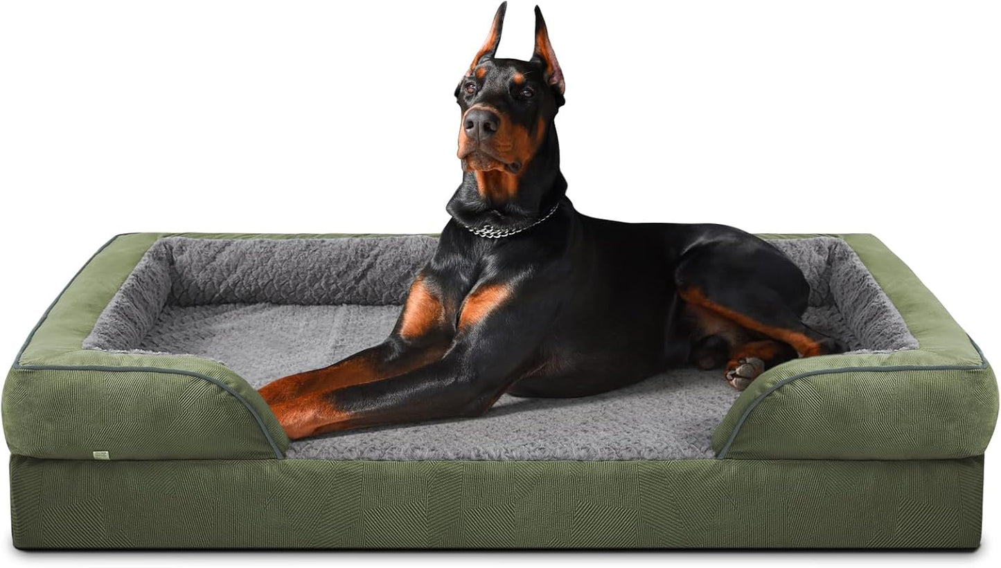 INVENHO Orthopedic Dog Beds Large Sized, XL Washable Dog Sofa with Egg-Crate Foam, Waterproof Lining and Non-Skid Bottom