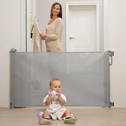 Momcozy Retractable Baby Gate, Mesh Baby Gate or Mesh Dog Gate, 33" Tall,Extends up to 71" Wide, Child Safety Gate for Doorways, Stairs, Hallways, Indoor/Outdoor