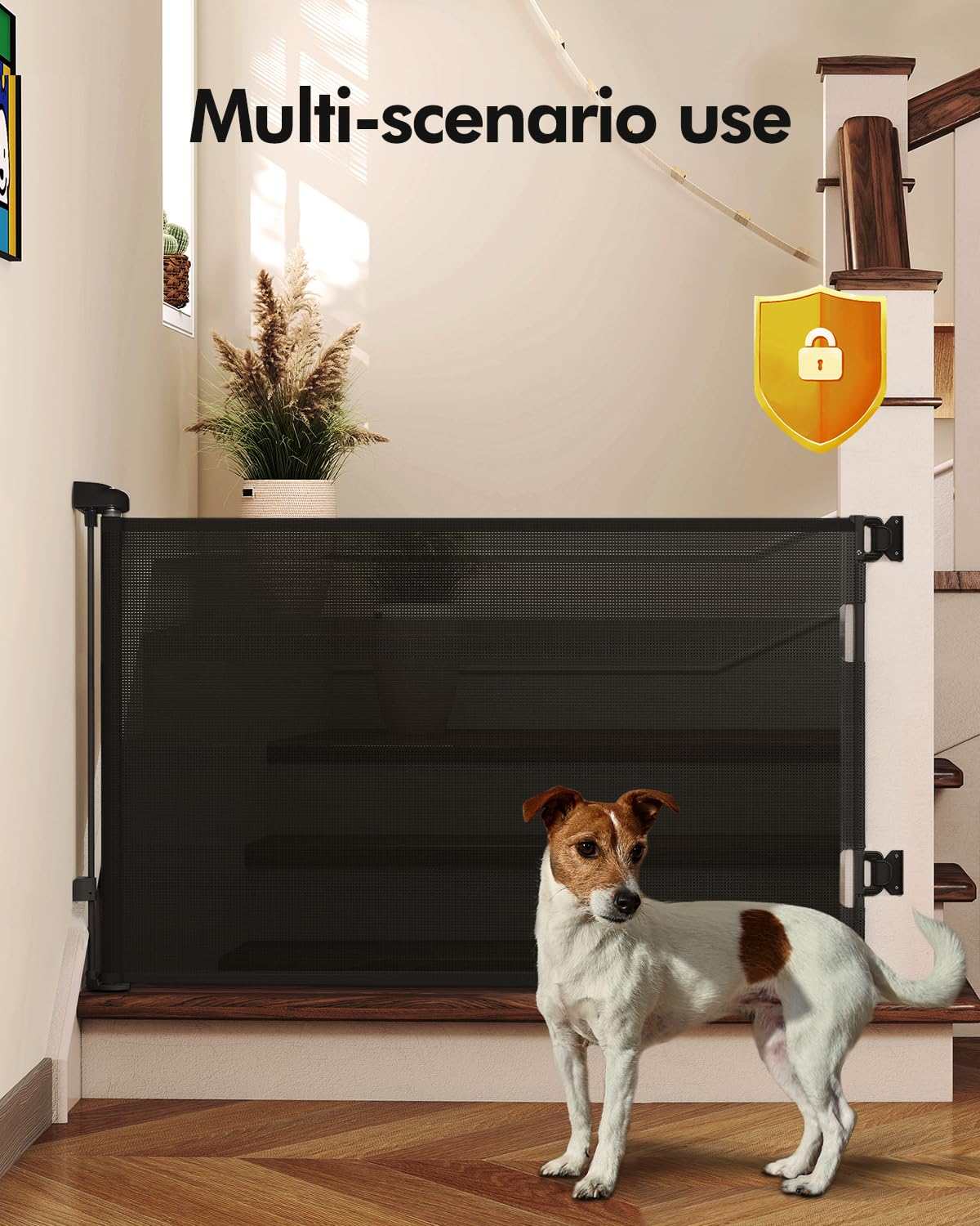 Retractable Baby Gates, Mesh Dog Gate for Doorways, 33.6" Tall, Expands to 55" Wide,Pet Safety Essential Fit for Baseboards, Wide Toddlers Gates for Hallways, Indoor & Outdoor,Gray