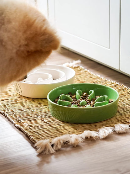 LE TAUCI Dog Bowls Slow Feeder Ceramic, 1.5 Cup Slow Feeding Bowl for Small and Medium Breed, Puzzle Dog Food Bowl for Fast Eater, Maze Purple