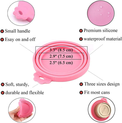 Food Can Lids, 4 Pcs Silicone Pet Food Can Covers for Dog & Cat Food, One Tin Cap Fit Most Standard Size Dog Cat Food Canned（Multicolor）…