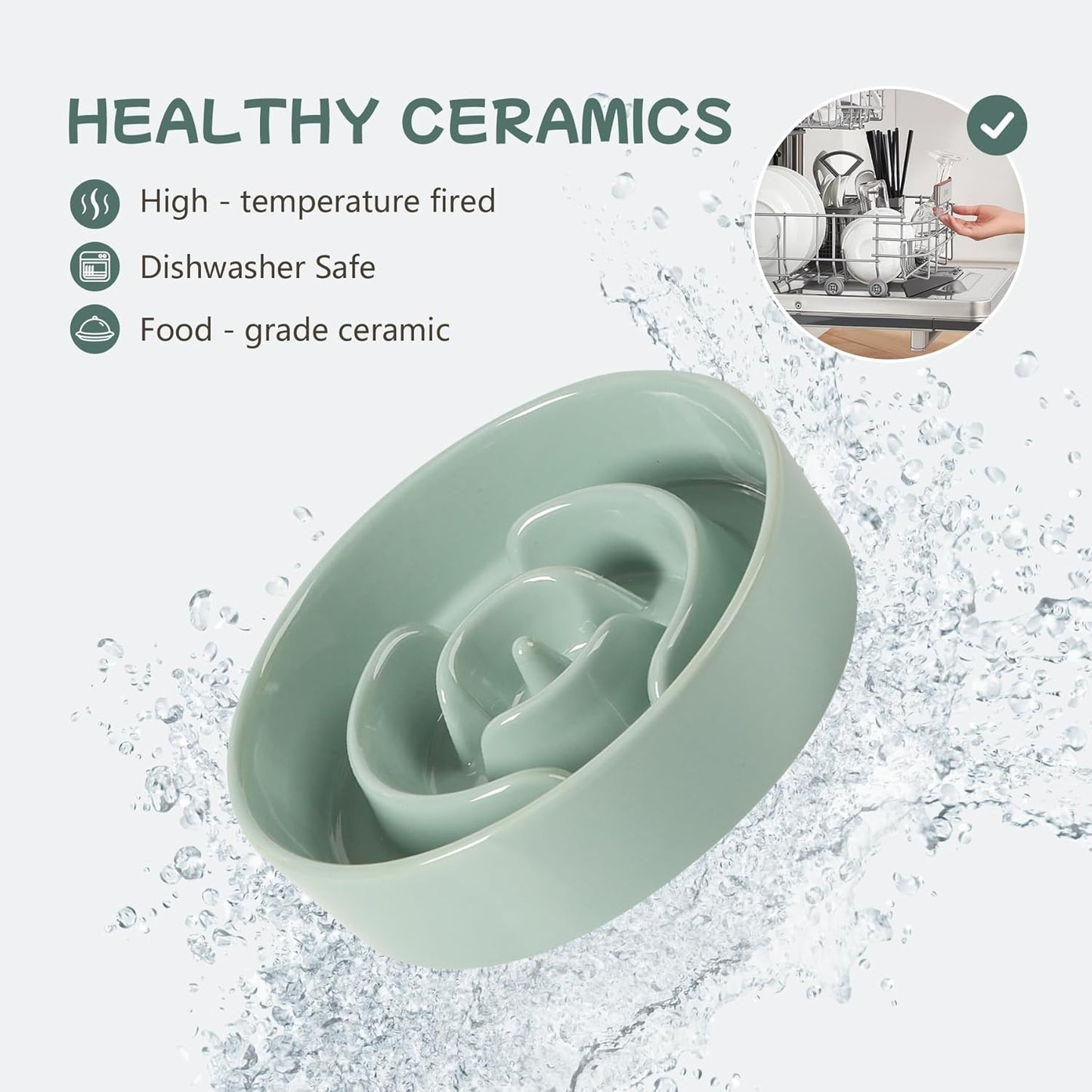 Havniva Ceramic Slow Feeder Dog Bowls, 1.6 Cups Dog Bowl Slow Feeding for Medium Breed, 8.2inch Puzzle Dog Food Bowl Slow Feeder Non-Slip Anti-Gulping and Anti-Choking Reduces Bloating