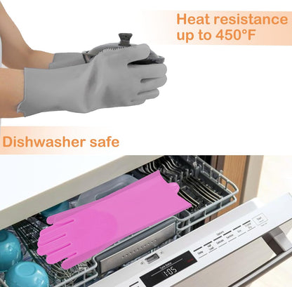 Pet Grooming Gloves, Dog Washing Gloves with High-Density Teeth, Heat Resistant Silicone Dog Bath Scrubber with Enhanced Five Finger Design, Bathing and Massaging for Dogs and Cats