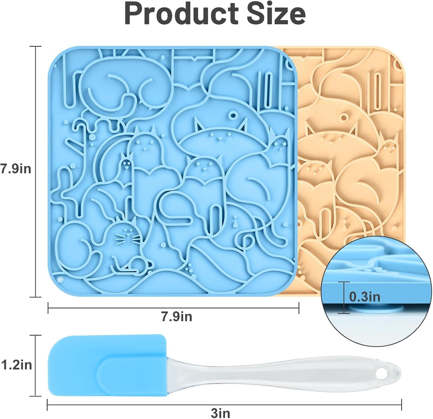Lick Mat for Dogs,Lick Pads for Cats with Suction Cups- Large&Small Pet Anxiety Relief, Slow Feeder Dog Bowls, Bathing, Grooming and Training -2PCS Packing (Blue+Green, Large)
