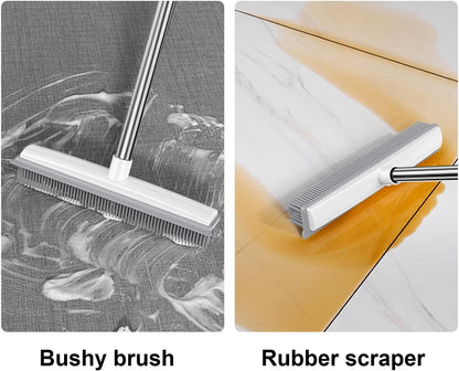 YOXIER Pet Hair Removal Tool,2-in-1 Pet Hair Removal Broom,Pet Hair Broom with Squeegee for Carpet,Heavy Duty Broom for Driveways, Sidewalks, Patios and Deck Cleans Dirt, Debris, Sand, Mud, Leaves an
