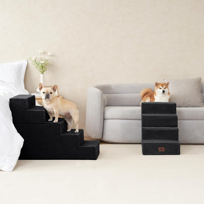 EHEYCIGA Dog Stairs for High Bed 22.5" H, 5-Step Dog Steps for Bed, Pet Steps for Small Dogs and Cats, Non-Slip Balanced Pet Ramp Indoor, Grey