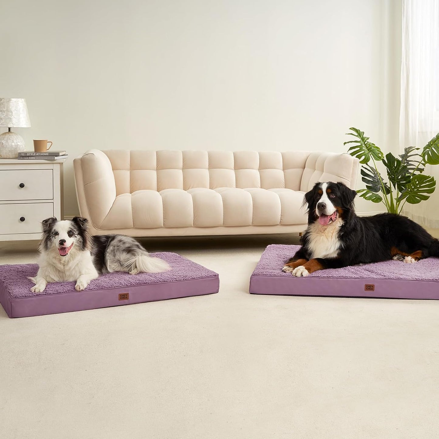 EHEYCIGA Orthopedic XL Dog Beds for Extra Large Dogs with Removable Washable Cover for Crate, Grey, 41x27