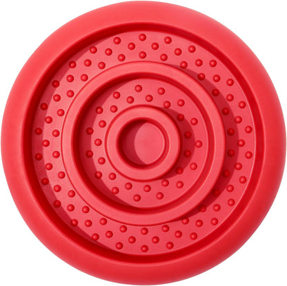 Slow Feeder Lick Mat for Dogs - Keep Them Busy - Natural Rubber Dog Frozen Treat Toys - Durable Interactive Enrichment Toys - Licking Dish for Dog De-Stressing, Red