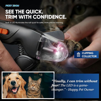 2-in-1 Dog & Cat Nail Clippers and Grinder with Light – Upgraded Safety Guard to Avoid Overcutting, Sharp Blade, Painless Quiet Pet Nail Claw Trimmers, Professional Grooming Tool for Large Small Pets