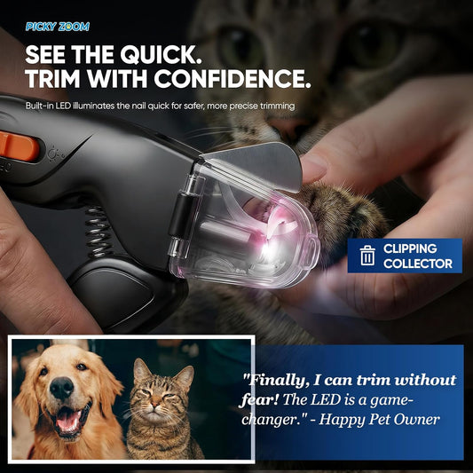 2-in-1 Dog & Cat Nail Clippers and Grinder with Light – Upgraded Safety Guard to Avoid Overcutting, Sharp Blade, Painless Quiet Pet Nail Claw Trimmers, Professional Grooming Tool for Large Small Pets