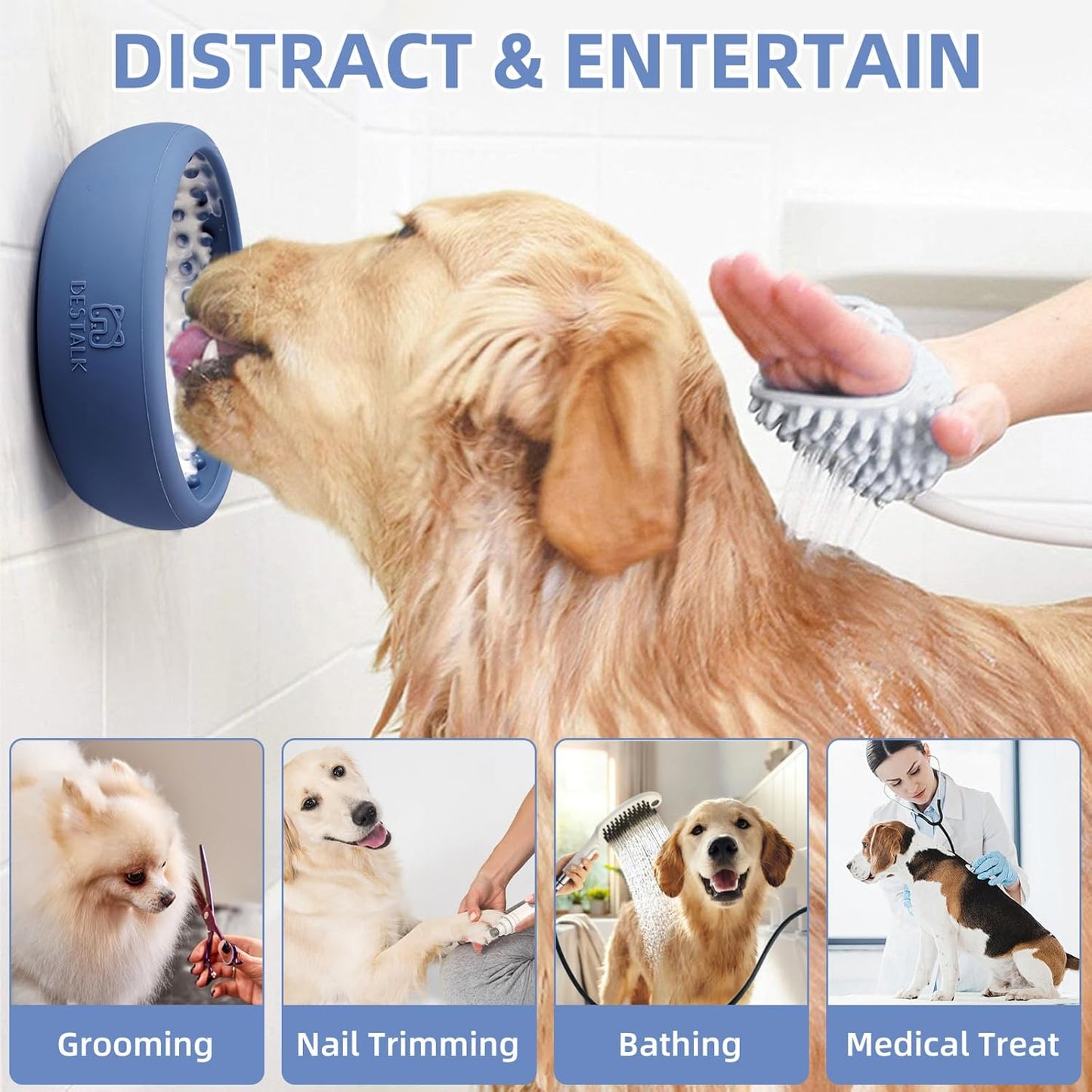 Dog Lick Bowl, Bestalk Anxiety Relief Lick Mat for Dogs, Non-Slip Freeze Licking Bowl Enrichment Puzzle Feeder for Distraction, BPA Free Silicone, Dishwasher Safe(Purple,L)