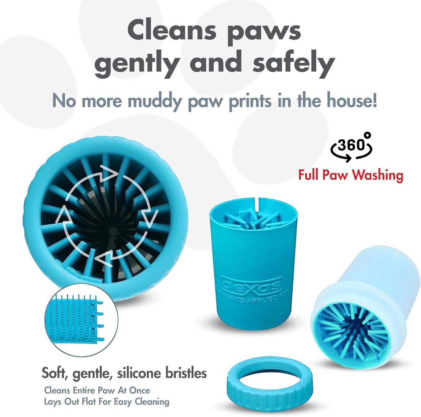 Dexas MudBuster Medium Dog Paw Cleaner in Fuchsia - Fits 1.5"-2.5" Wide Paws, Portable Paw Washer for Muddy Paws, Dog Paw Cleaning Cup with Gentle Silicone Bristles, Quick Clean Pet Paw Washer