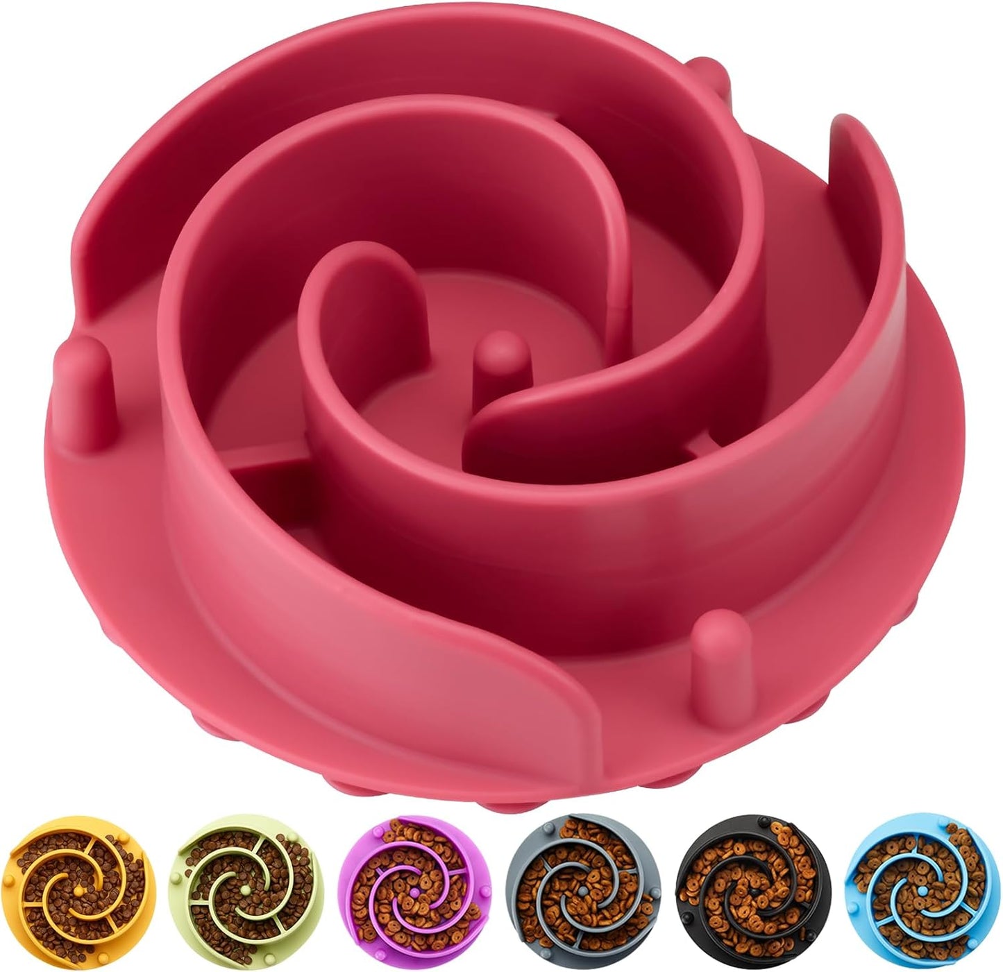 Slow Feeder Dog Bowls Insert, Animire Soft Silicone Slow Eating Dog Food Bowl for Small, Medium and Large Dogs, Compatible with Regular and Elevated Bowls