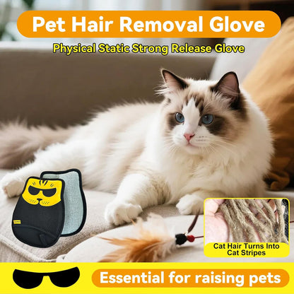 Electrostatic Pet Hair Removal Gloves: Quick Wiping - Reusable & Washable for Sofa Clothing Pet Beds Effortless Cats & Dogs Hair Remover for Busy Pet Owners (1pcs-Black)
