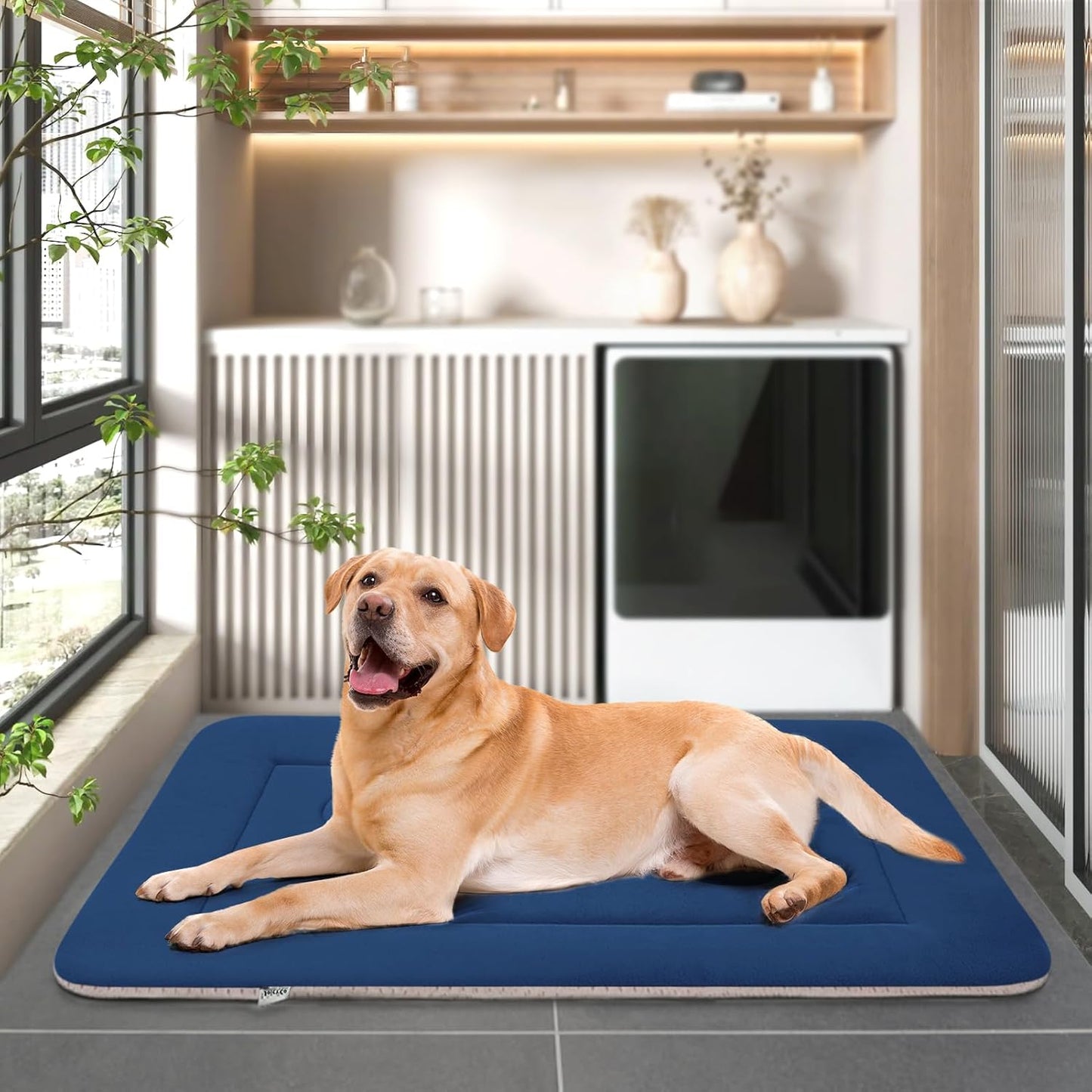 Large Dog Bed Soft Dog Crate Pad Mat 42 in Non-Slip Bottom Washable Dog Sleeping Mattress Pet Beds Cat Bed Kennel Pad, Dark Gray