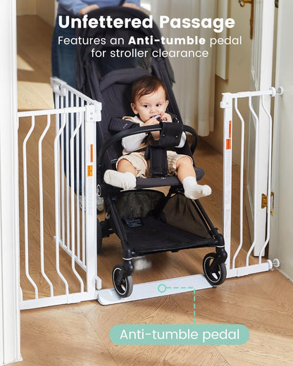 Mom's Choice-GROWNSY Baby Gate for Stairs, 30.5"-43" Pressure Mounted Pet Gate for Doorways-Auto Close Dog Gate for The House-Easy Installation & Walk Thru Wide Safety Gate, Black