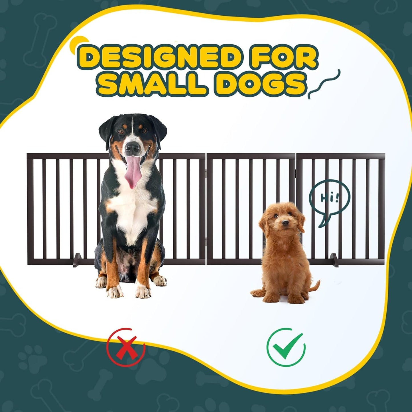 Freestanding Dog Gates Indoor, 3-Panel Pet Gates with 2 Metal Stands and 360° Hinge, 24" H Foldable Dog Gate for Stairs, Doorway, Kitchen, Expands Up to 55" Fully Assembled - Black Walnut