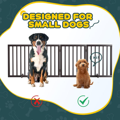 Freestanding Dog Gates Indoor, 3-Panel Pet Gates with 2 Metal Stands and 360° Hinge, 24" H Foldable Dog Gate for Stairs, Doorway, Kitchen, Expands Up to 55" Fully Assembled - Black Walnut