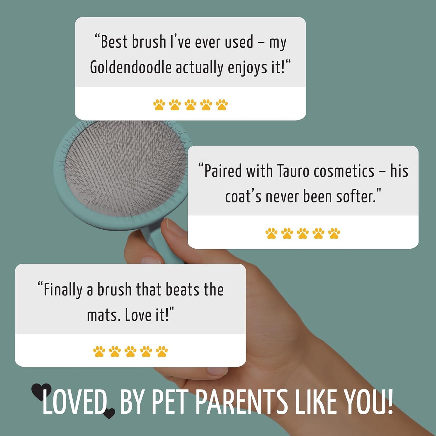 Tauro Pro Line Slicker Brush for Dogs & Cats, Deshedding, Dematting & Detangling Grooming Tool for Medium to Long Coats, Ideal for Doodles & Poodles, Flexible Cushion, Purple, Medium Size (M)