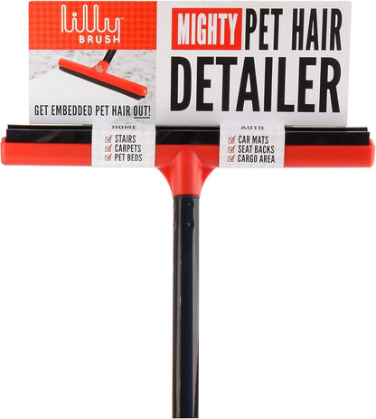 Lilly Brush Mighty Pet Hair Detailer - Carpet Rake & Broom for Pet Hair Removal, Double Rubber Blade, 52" Handle